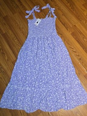 ZESICA Tie-shoulder tiered midi dress